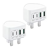 2-Pack 40W USB C Fast Charger, 4-Port Multi Charger UK Charging Plug Dual Type C PD Power Adapter + Micro USB Plug for iPhone 16 15 14 13 12 11 Pro Max XR XS, iPad, Samsung