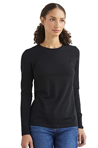 Fair Indigo Women's Organic Pima Cotton Long Sleeve Crew Neck T-Shirt