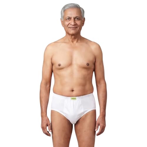 Image of Mens Incontinence Briefs | Absorbs 35ml Of Leaks | Wash & Reuse | Anti Bacterial, Hygienic & Leakproof | Comfy Cotton | Pack Of 1 | White | XL