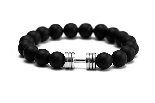Mate Onyx mancuerna chapado en rodio Pulsera de fitness gimnasio joyas pulsera de perlas Cover