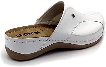 LEON 912 Leather Slip-on Womens Ladies Mule Clogs Slippers Shoes, White, 36 EU (5.5 M US Women) | Image 3