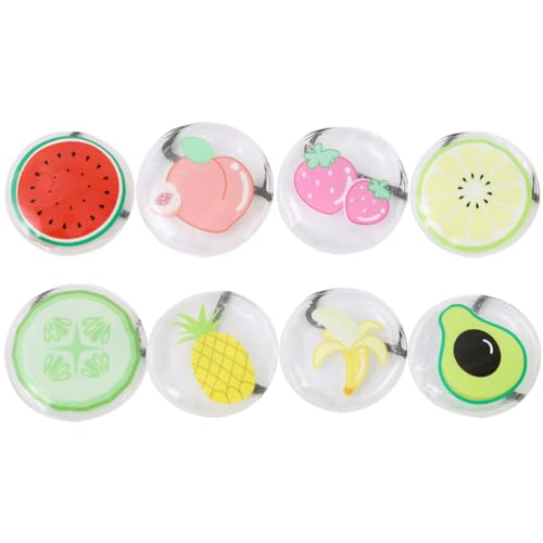 SOLUSTRE 8 Paquetes de Gel Redondos Ojos Diseño de Frutas, Almohadillas Frías de Pvc y Gel para Viajes y Reuniones, Ayuda para Dormir y Bloqueo de Luz