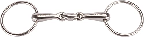 Equinate Wassertrense Edelstahl 16mm doppelt gebrochen 13,5cm - Anatomisch geformtes maulfreundliches Gebiss mit sanfter Einwirkung - Lasergravierte Größenangabe