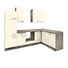 RIWAA – Winkelküche BELFAST – L-Küchen-Leerblock ohne Elektrogeräte – Breite 280 x 170 cm – Creme Samtmatt/Eiche Dekor