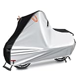 自転車カバー サイクルカバー 300D生地超厚手 破れにくい 防風 防塵 耐熱 UVカット 撥水加工 二重縫製 盗難防止ロック穴付き 風飛び防止バックル 反射テープ 収納袋付き 29インチまで対応