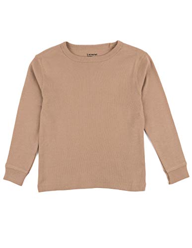 Leveret Long Sleeve Solid T-Shirt 100% Cotton (8 Years, Beige)