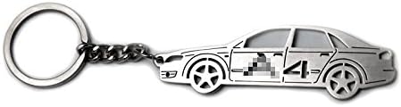 Keychain With Ring For Audi A4 B7 4D Stainless Steel Key Pendant Chain Automobile Gift Car Design Accessories Laser Cut Home Key