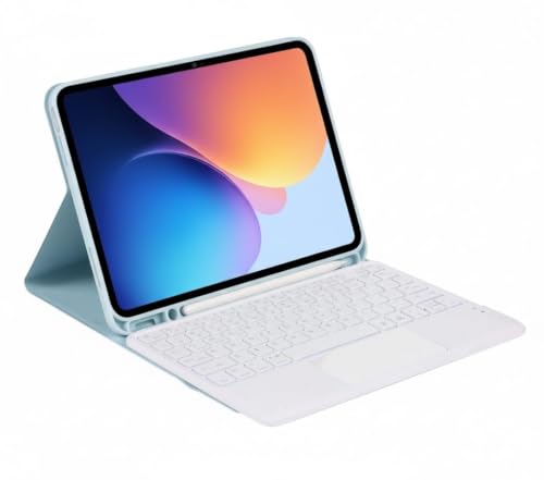 Image of RTSY Keyboard case for Samsung Galaxy Tab A11+ / A11 Plus 2025 (11 Inch) & A9+ / A9 Plus 2023 (11 Inch),7-Color Backlit & Touchpad,Multi Angle,Wireless Magnetically Detachable Keyboard Cover-Blue /White