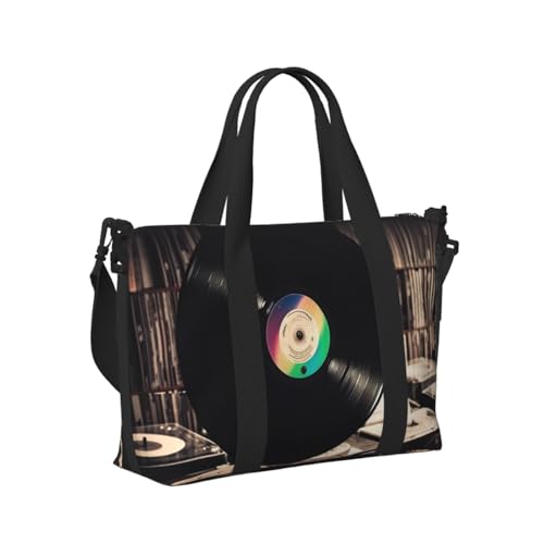 Travel Duffel Bag for Men Gym Bag, Vinyl Records Luggage Bag with Shoulder Strap, Large Gym Tote Bag for Women, Weekender Overnight Bag, Foldable Carry on Bag for Airplane2