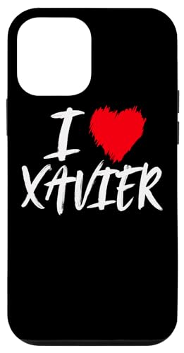 Carcasa para iPhone 12 mini I Love Xavier Corazón Rojo Grunge Hijo Papá Marido Nieto