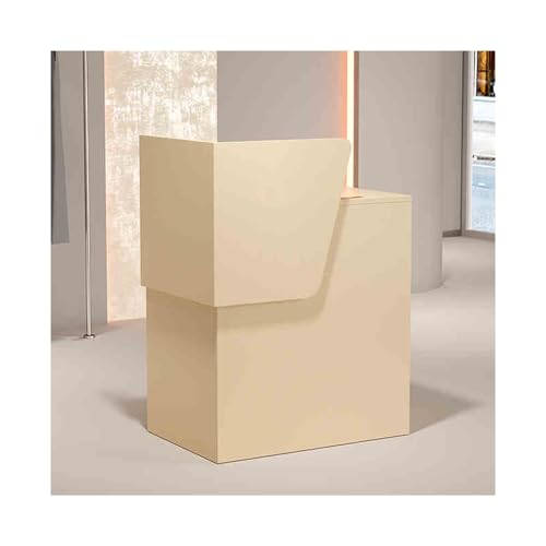 HBOOMOEM Mesa De RecepcióN，Almacenamiento Mueble De RecepcióN，Mesa De RecepcióN con CajóN Cerradura，Adecuado para Salones De Belleza, Salones De UñAs, BarberíAs, Tiendas De Ropa.(Apricot,60cm)