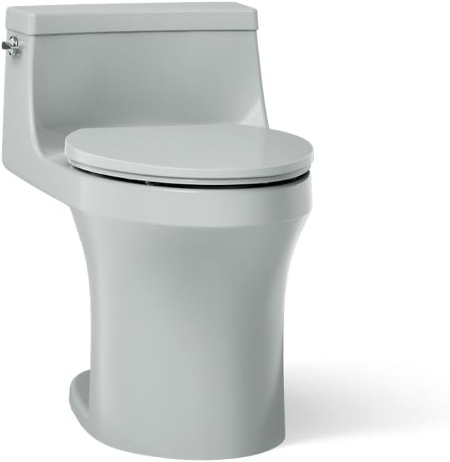 KOHLER K-5172-95 San Souci Comfort Height Compact Elongated 1.28 GPF Toilet with AquaPiston Flushing Technology and Left-Hand Trip Lever, Ice Grey, 1-Piece