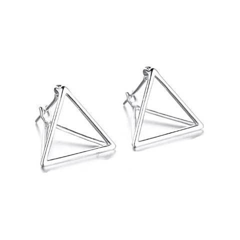 Helen de Lete Simple Geometric Triangle Sterling Silver Stud Earrings for Women Cover