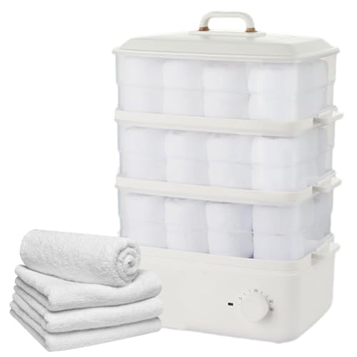 Calentador de toallas con vapor, cubo calentador de toallas con temporizador de 0 a 50, calentador de baño extraíble con torre de calentamiento rápido a 202 F en 15 minutos para tratamientos faciale
