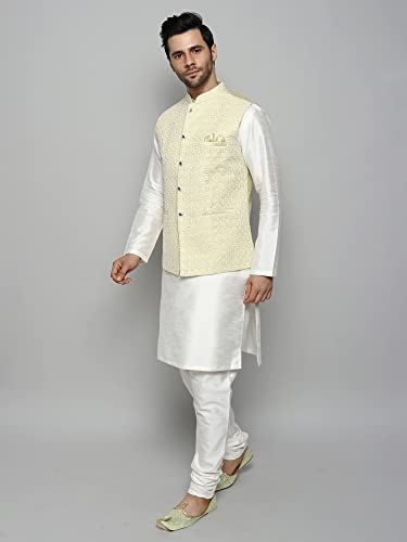 Image of Uri and MacKenzie Men's Silk Blend Kurta Pajama with Designer Ethnic Nehru Jacket /Modi Jacket