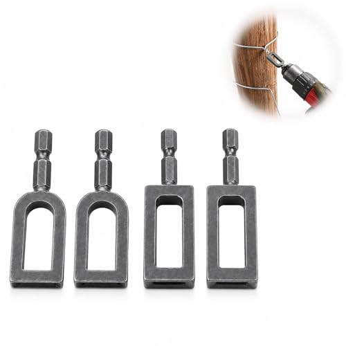 WUWENKK Electric Drill Wire Twisting Tool Heavy Duty Wire Twister for Drill with 1/4 Hex Shank Professional Wire Twisting Tool for Fencing Rebar Tying and Construction Alloy Steel (4 Pack)