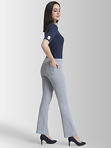 Image of FableStreet Women's 4 Way Stretch Bootcut Livin Grey Pants