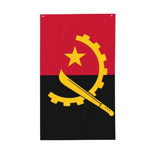 Bandera de Angola. Bandera decorativa para exteriores de 3 x 5 pies, pancarta vertical de poliéster