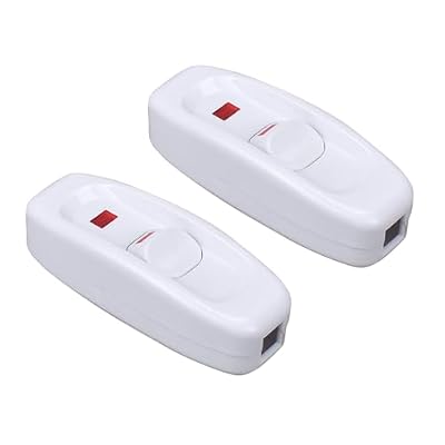 BuxiuGK 2Pcs Interruptor Torpedo,AC 250V 10A Interruptor Lampara Interruptor de Cable en Línea ON/Off con Indicadora LED para lámparas de mesa, lámparas de espejo,Blanco