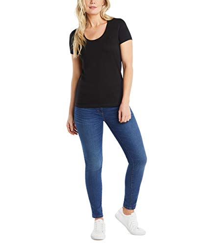 Nautica Women's Easy Comfort Scoop Neck Supersoft 100% Cotton Solid T-Shirt, True Black, X-Large #TOP1