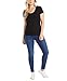 Nautica Women's Easy Comfort Scoop Neck Supersoft 100% Cotton Solid T-Shirt Shirt, True Black, Large