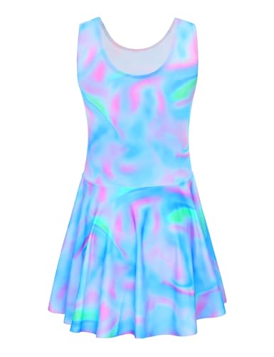 Image of Girls Swimsuits Kids One Piece Sleeveless Swimwear Skirted Bathing Suit Summer Swim Dress with UPF 50+ Sun Protection