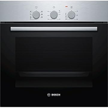 Bosch HBF011BR0 Serie 2, Forno da incasso, Aria Calda 3D: Cottura uniforme fino a 3 livelli, 3 manopole, Acciaio, Configurazione: A, 60 x 60 cm