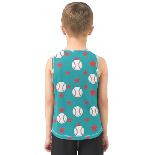 J JOYSAY Cartoon Baseball Stars Boys Tank Top Sleeveless Muscle Shirts Quick Dry Active Workout Sport Kids T-Shirts 3-15T3