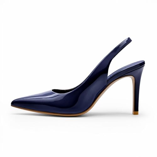 Image of heelchic Slingback Heels for Women Pointed Toe Stiletto Heel Closed Toe Pumps Slip on High Heels 2.95 inch Dress Pumps