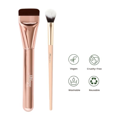 Image of Milagro Beauty Pro Brush Combo - Foundation Brush 18 + Concealer Brush 13 | Full Coverage, Easy Blending, Vegan Bristles, Cream & Liquid Application, Travel-Friendly & Cruelty-Free (Pack of 2)
