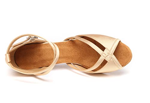 Minishion Satin Ballroom Dance Shoe Ankle Strap Wedding Prom Sandals L350 Champagne Us 4.5 #TOP3