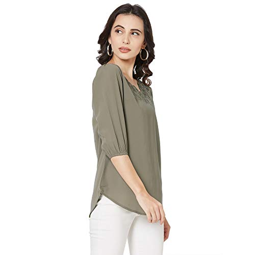 Image of GO-4 IT Women's Top with Cutwork Embroidery in Neck