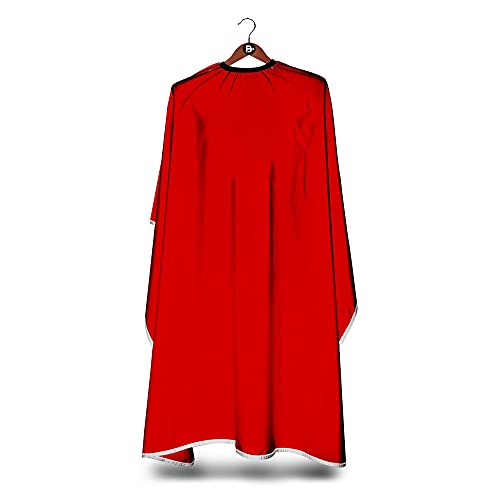 Capa de corte de pelo rojo impermeable profesional salón peluquero bata ajustable cierre de cuello unisex peluquería cubierta 130 x 150 cm (51 x 59 pulgadas) Cover