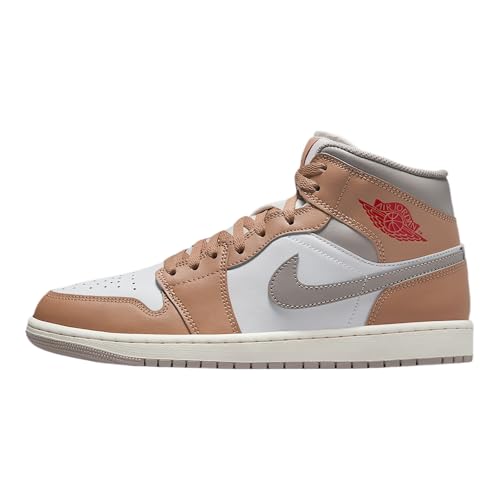 Air Jordan 1 Mid Men's Shoes (Hemp/White/College Grey/Fire Red)