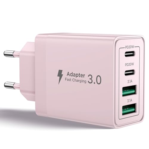 Caricatore USB C,Presa Multiplo 4-Porte 40W,Presa Alimentatore Caricabatterie USB C Caricatore Veloce per iPhone 15 14 13 12 11 Pro Max,Samsung Galaxy S24 S23 A53 A23 A55,ipad,Xiaomi