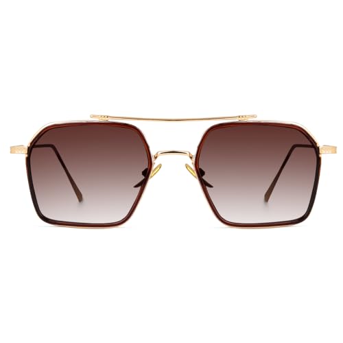 Image of CREEK Unisex Full Rim Hexagonal Branded and Stylish Sunglasses | 100% UV Protected | Men & Women | Medium | CH S1145-Pack of 1