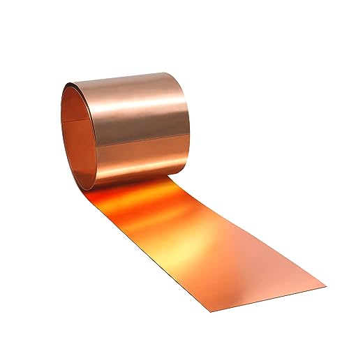 Uxney lastra di rame, fogli di rame 1000 x 100 x 0.05 mm, Applicabile a vari progetti di riparazione domestica e fai-da-te