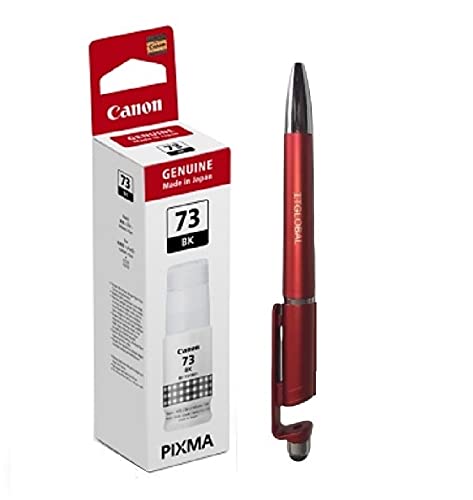 Canon 73 Black Ink Bottles with ITGLOBAL 3in1 Multi-Function Mobile Phone Stand, Stylus Pen, Anti-Metal Texture Rotating Ballpoint Pen (Very Colors) Gi-73 Gi 73 Gi73