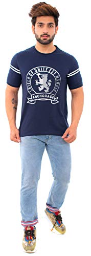 Image of Men's Printed Cotton Short Sleeves Round Neck T-Shirt