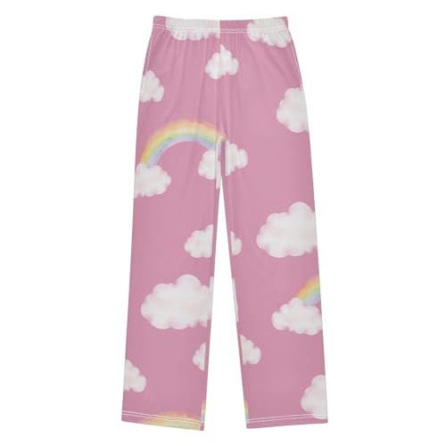 Pink Rainbow Boys Pants Boys Athletic Pants Long Pant for Boywith Pockets Wide-Leg Size 6-14Y