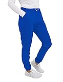 Green Town Scrubs for Women - Jogger Scrub Pant, Cargo Pockets, Stretch Fabric, Drawcord, Easy Care-Royal Blue/Electric Blue-Medium