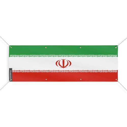 Drapeau de l'Iran 8 oeillets pour décorer une grande salle de réception