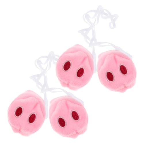 FUNNETOYU Narices de Cerdo de Peluche Cosplay 4 Piezas Accesorio Decorativo Animal Falso Nariz de Cerdo Bordada Rosa Pequeña para Carnaval Fiestas y Disfraces Divertidos