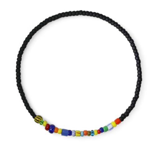 Pulsera elástica multicolor con cuentas de vidrio africano miniatura 1