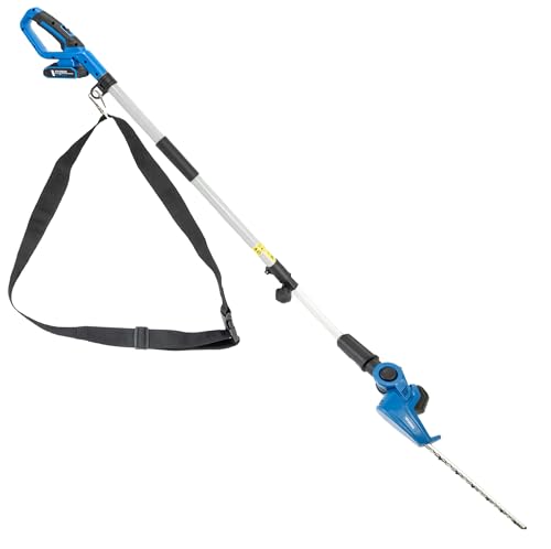 Hyundai 20 V Cordless Long-Reach Pole Hedge Trimmer – 450 mm Dual-Action Blade, 2.6 m Telescopic...