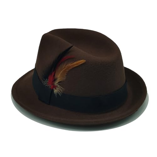 Image of Unisex Trilby Hats Classic Fedora Hats for Women Men Dress Hats Felt Short Brim Fedoras Hat Panama Hat with Band