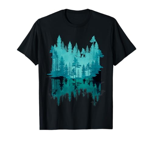 Baum Spiegelung Outdoor Naturliebhaber Wald Natur T-Shirt