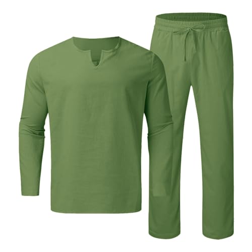 Conjunto de sudadera unisex de lino con sudadera ligera y pantalón de playa casual