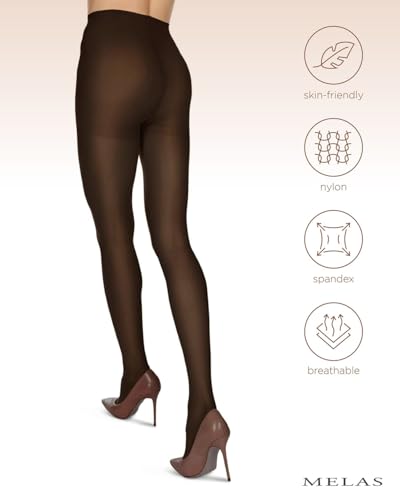 Image of Melas 6-Pack Women's Tights, 60 Denier, Opaque, Microfiber Control Top Tights, Soft & Durable - Sizes XS to Q2