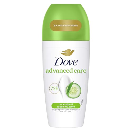 Dove, Deodorante Roll On Advanced Care Cetriolo e Tè Verde, Deodorante Antitraspirante, Formula Delicata Con Tripla Azione Idratante, Protezione Fino a 48 Ore, Deodorante Uomo e Donna, 50ml